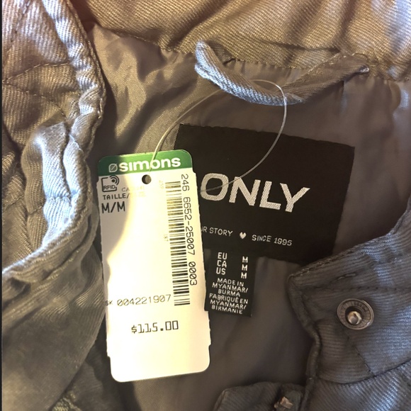 Only gray charcoal chevron pattern denim quilted jacket NWT - Picture 13 of 14